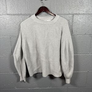 Pull & Bear Ribbed Knit Sweater Womens L Gray Minimalist Cozy Quiet Luxury